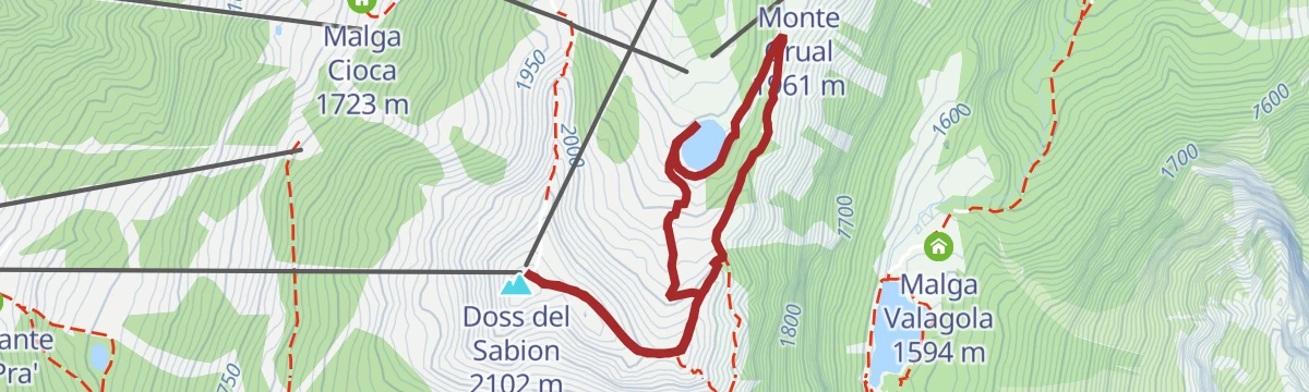 Route map: Doss del Sabion - Lago Grual